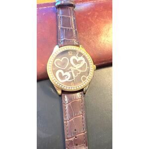 Women's Xhiliration Watch, Gold Tone with Rhinestone Bezel, Brown Band
